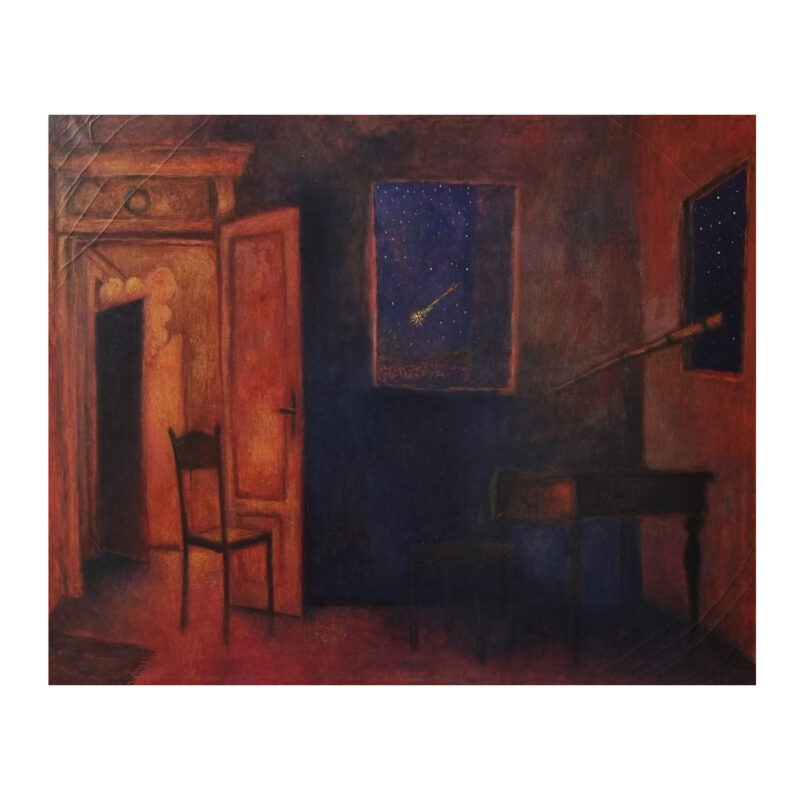 1.1_Olmo Gasperini, VISITATORE NOTTURNO, 2023, 67 x 81 cm, Olio su tela