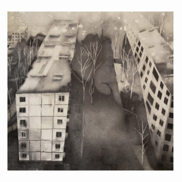 1.1_The Silence Of Snow, bic on hahnemuhle paper, 50 X 50 cm (frame 70 X 70 cm), 2024