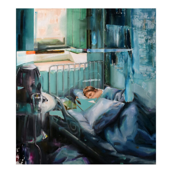 1.1_Stolen selfie o El cuarto azul, 2025. Olio su tela, cm 90x80