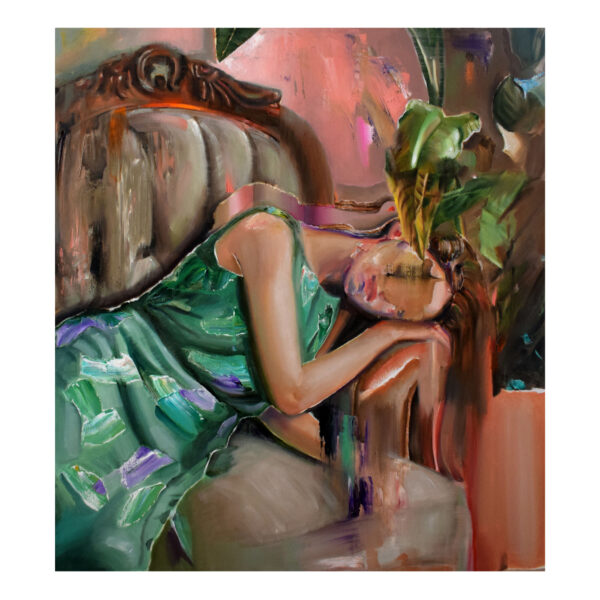 1.1_Stolen selfie o Recuerdos, 2025. Olio su tela, cm 90x80