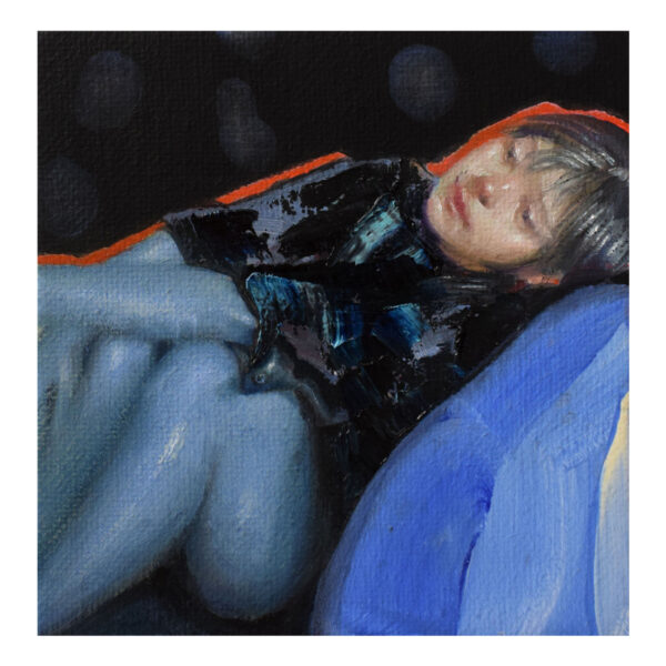 1.1_Stolen selfie xs o Nel blu, 2025, Olio su tela, cm 20x20