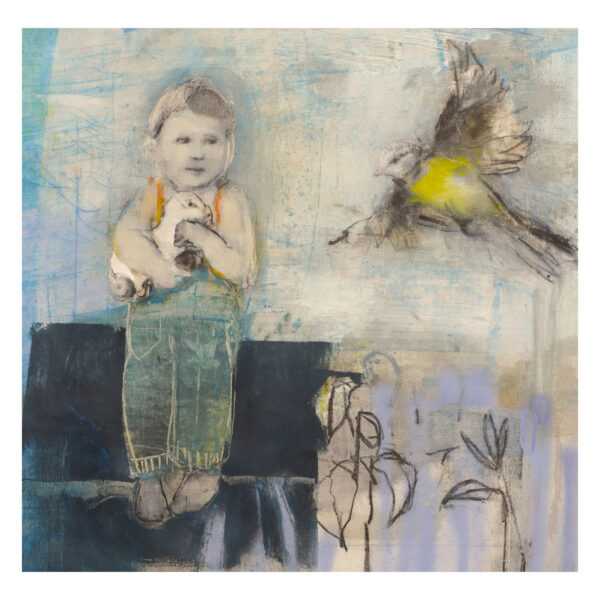 1.1_VBC_Christina Thwaites_Can't keep everything, oil and charcoal on canvas, 50x50x3cm