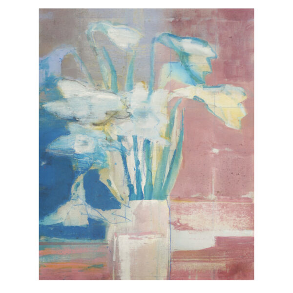 1.1_VBC_Christina Thwaites_Moody Blue Daffodils, oil on canvas, 50x40x3.5cm