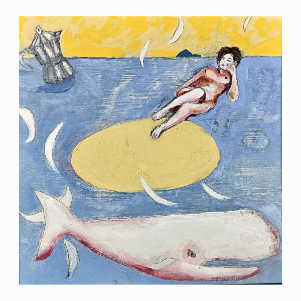 1.1_VBC_Andrea Barzini_2025_Dreaming about a Whale_30x30cm_Olio e tempera su masonite