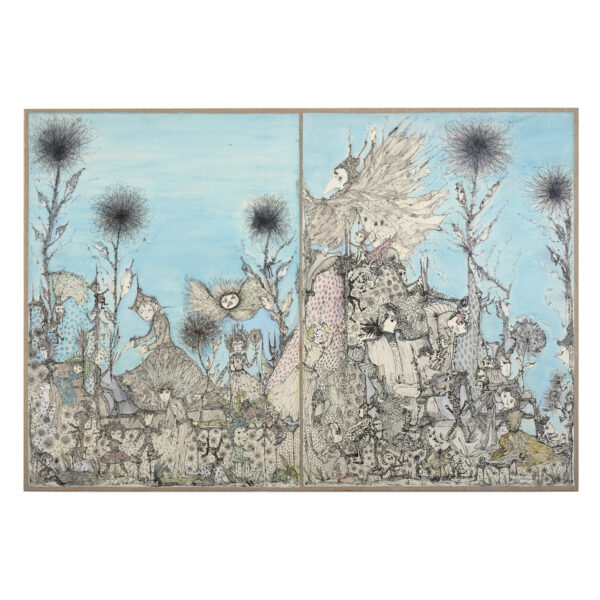 1.1_VBC_Caterina Giglio_Cittàcielo_2021_Tecnica mista su carta applicata su tela_82 x 116 cm